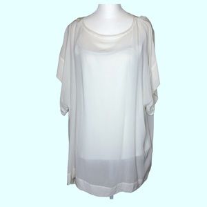 Eileen Fisher Silk Squared Flutter Sleeve Blouse